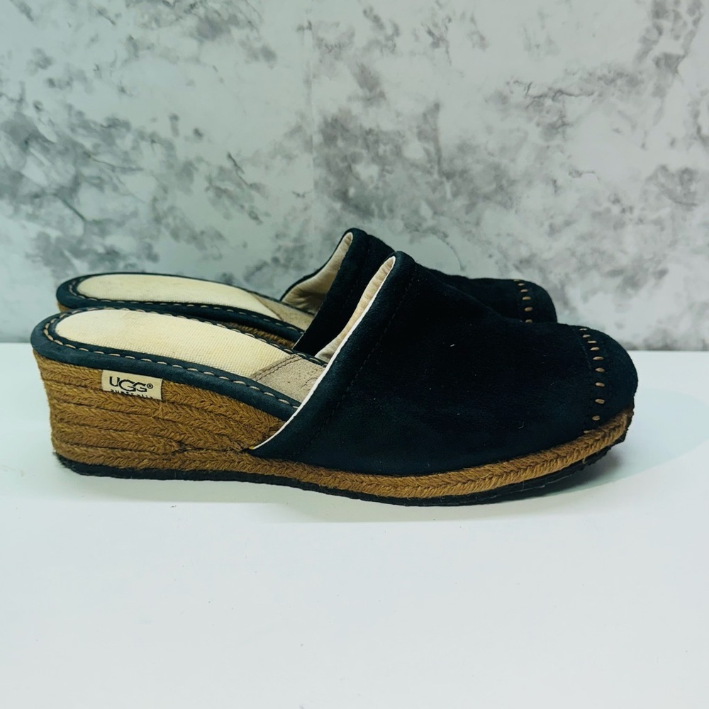 UGG Australia 1655 Women's blue suede closed toe slide mule wedge shoes sz US 8